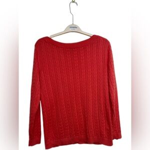 Tommy Hilfiger Vintage Red Cable Knit Women's Sweater Size Large